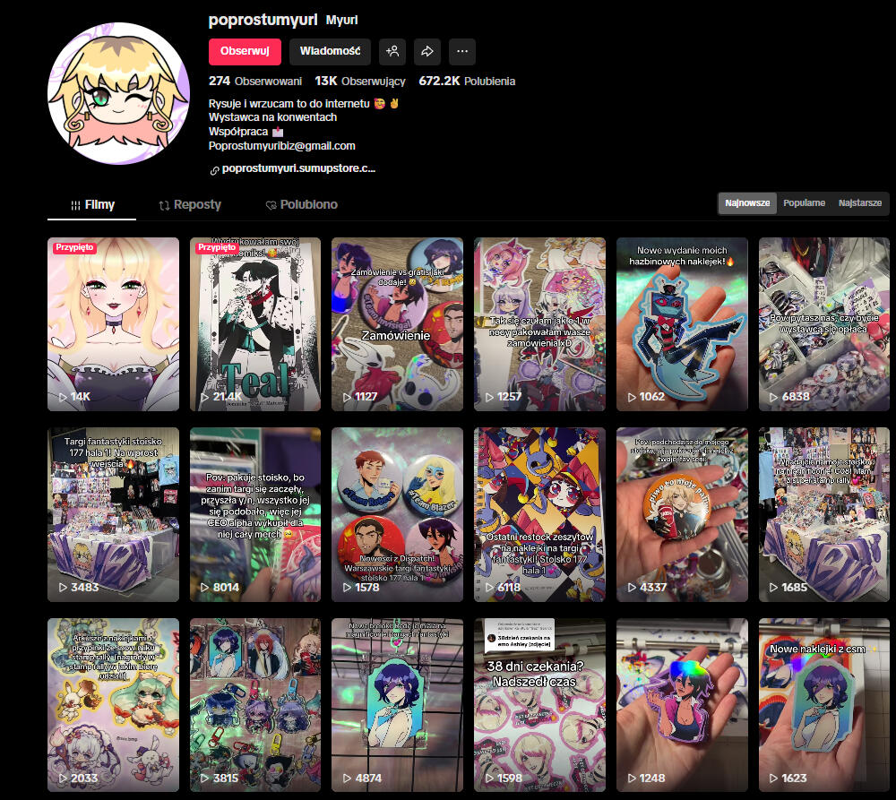 Konto na tiktoku Po prostu Myuri